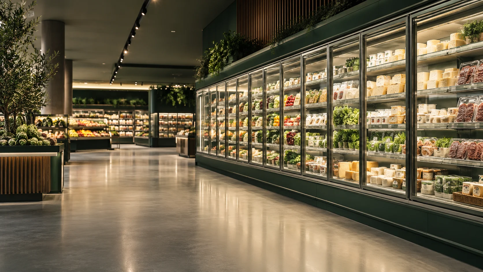 Reparto refrigerato di un supermercato moderno, immagine illustrativa